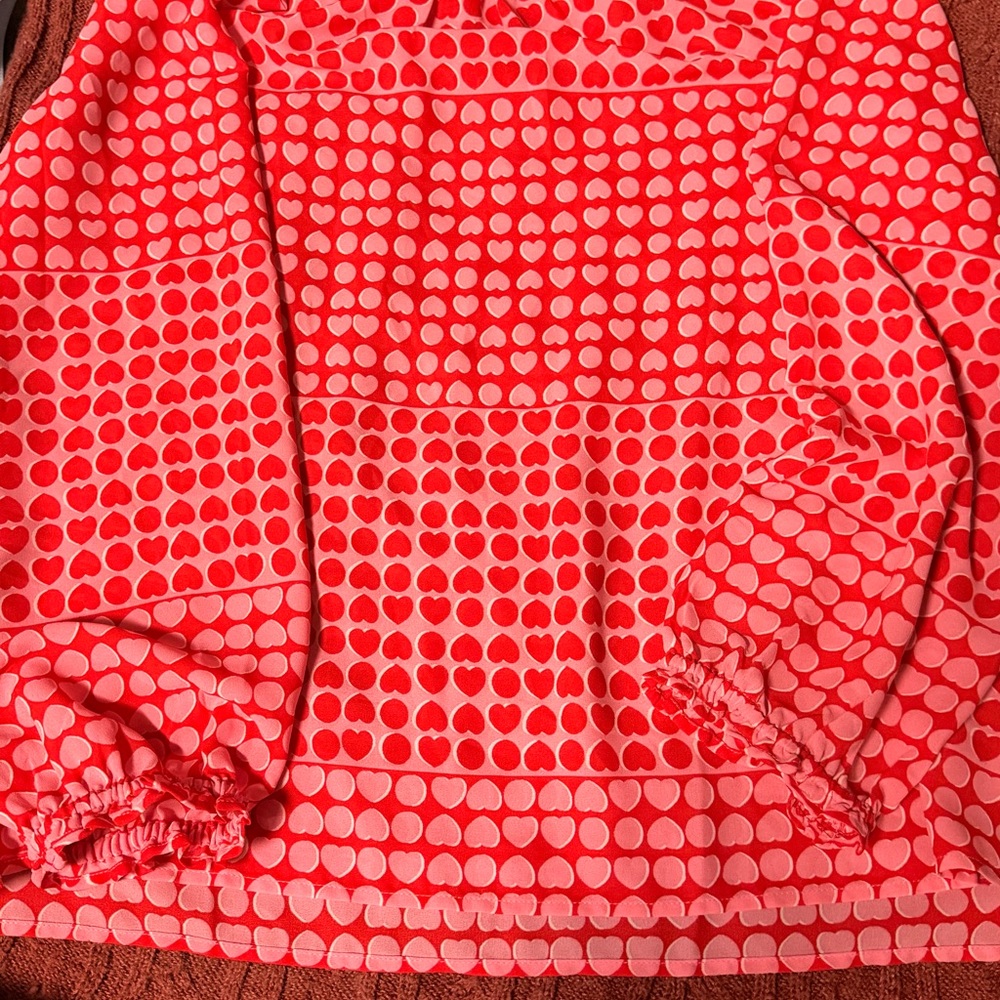 Loft Red Heart Print Long Sleeve Blouse